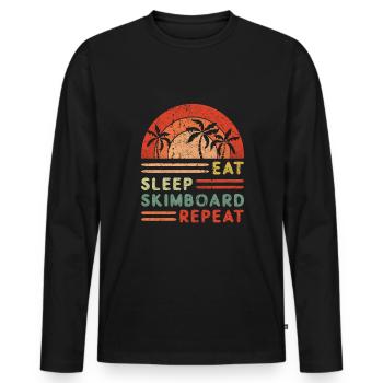 Manger Sommeil Skimboard Répéter - T-shirt manches longues Premium bio Homme - noir - Devant - Nico (187cm)