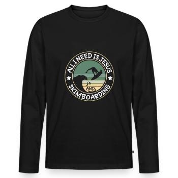 All I Need Is Jesus And Skimboarding - Männer Premium Bio Langarmshirt - Schwarz - Vorne - Nico (187cm)