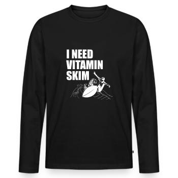 J’ai besoin de Vitamin Skim Shirt Cadeau Skimboard - T-shirt manches longues Premium bio Homme - noir - Devant - Nico (187cm)
