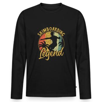 Skimboarding Legend Shirt Gift - Men's Premium Organic Long Sleeve Shirt - black - Front - Nico (187cm)