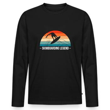 Vintage Retro Skimboarding Legend - Men's Premium Organic Long Sleeve Shirt - black - Front - Nico (187cm)