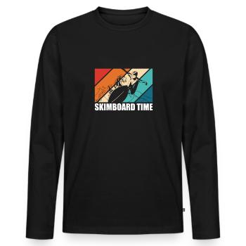 Vintage Retro Skimboard Time Shirt Cadeau - T-shirt manches longues Premium bio Homme - noir - Devant - Nico (187cm)