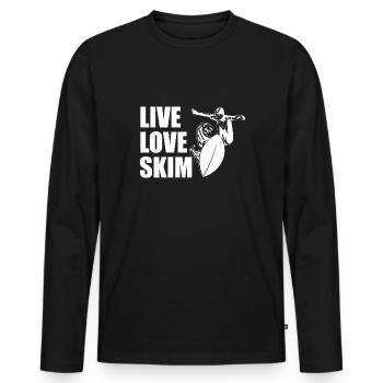 Live Love Skim Shirt Cadeau Skimboarder - T-shirt manches longues Premium bio Homme - noir - Devant - Nico (187cm)