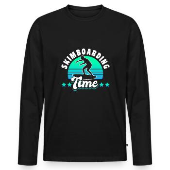 Skimboarding Time Shirt Gift - Men's Premium Organic Long Sleeve Shirt - black - Front - Nico (187cm)