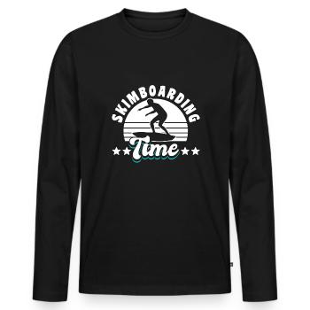 Cadeau de chemise Skimboarding Time - T-shirt manches longues Premium bio Homme - noir - Devant - Nico (187cm)