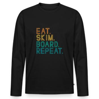 Manger Skim Board Répéter - T-shirt manches longues Premium bio Homme - noir - Devant - Nico (187cm)