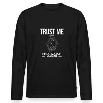 Croyez-moi, je suis un horloger - T-shirt manches longues Premium bio Homme - noir - Devant - Nico (187cm)