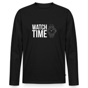 Watch Time Shirt Uhrsammler - Männer Premium Bio Langarmshirt - Schwarz - Vorne - Nico (187cm)