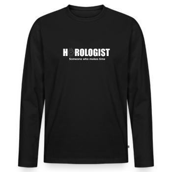 Chemise d’horlogerie Cadeau Horloger - T-shirt manches longues Premium bio Homme - noir - Devant - Nico (187cm)