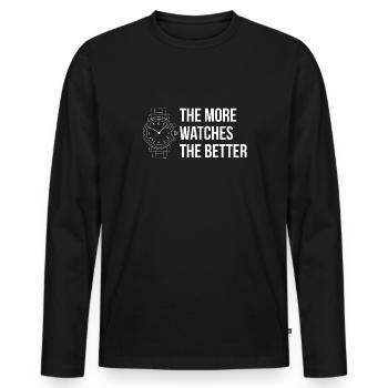 Plus il y a de montres, meilleur collectionneur de montres - T-shirt manches longues Premium bio Homme - noir - Devant - Nico (187cm)