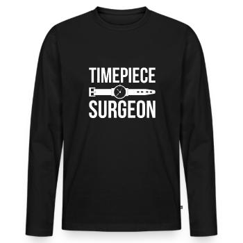 Timepiece Surgeon Shirt - Männer Premium Bio Langarmshirt - Schwarz - Vorne - Nico (187cm)