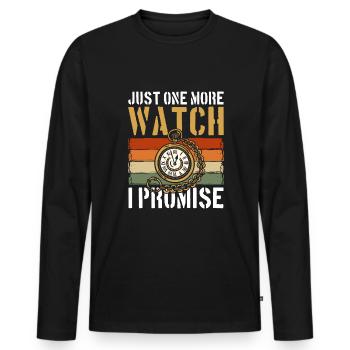 Just One More Watch I Promise - Männer Premium Bio Langarmshirt - Schwarz - Vorne - Nico (187cm)