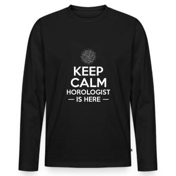 Keep Calm Horologist est ici - T-shirt manches longues Premium bio Homme - noir - Devant - Nico (187cm)