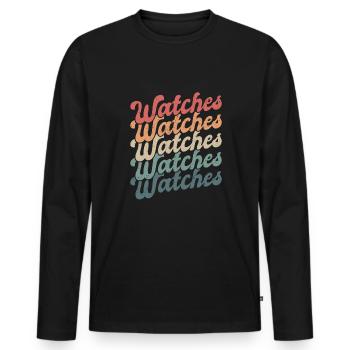 Vintage Retro Watches Uhren - Männer Premium Bio Langarmshirt - Schwarz - Vorne - Nico (187cm)