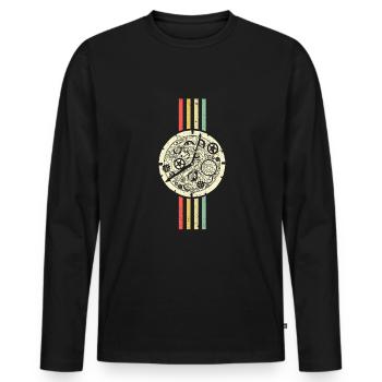 Watchmaker Watch Collector Shirt Cadeau - T-shirt manches longues Premium bio Homme - noir - Devant - Nico (187cm)