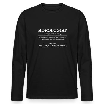 Horloger Définition Horloger - T-shirt manches longues Premium bio Homme - noir - Devant - Nico (187cm)