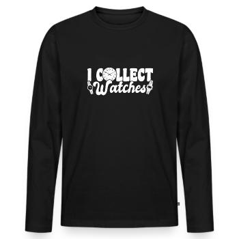 Je collectionne les montres Montres Chemise de collection - T-shirt manches longues Premium bio Homme - noir - Devant - Nico (187cm)