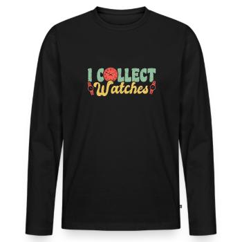 Je collectionne les montres Montres Chemise de collection - T-shirt manches longues Premium bio Homme - noir - Devant - Nico (187cm)