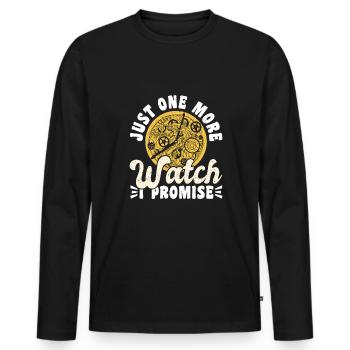 Just One More Watch I Promise - Männer Premium Bio Langarmshirt - Schwarz - Vorne - Nico (187cm)