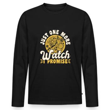 Just One More Watch I Promise - Männer Premium Bio Langarmshirt - Schwarz - Vorne - Nico (187cm)