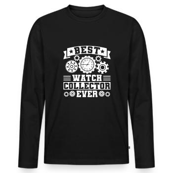 Meilleur cadeau de chemise de collectionneur de montres - T-shirt manches longues Premium bio Homme - noir - Devant - Nico (187cm)