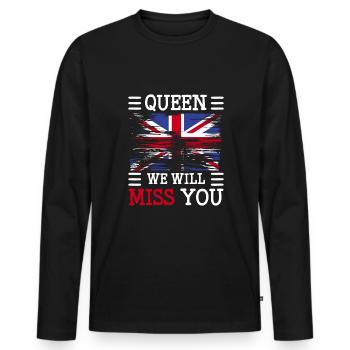 Queen We Will Miss You Shirt Gift - Men's Premium Organic Long Sleeve Shirt - black - Front - Nico (187cm)