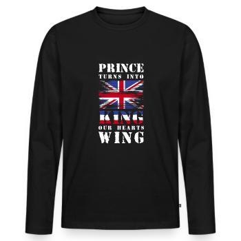 Prince Turns Into King Our Hearts Wing Shirt - Men's Premium Organic Long Sleeve Shirt - black - Front - Nico (187cm)