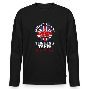 England Rejoices The King Takes His Place - Men's Premium Organic Long Sleeve Shirt - black - Front - Nico (187cm)