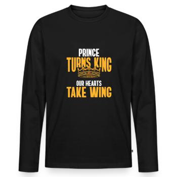 Prince Turns Into King Our Hearts Wing Shirt - Men's Premium Organic Long Sleeve Shirt - black - Front - Nico (187cm)