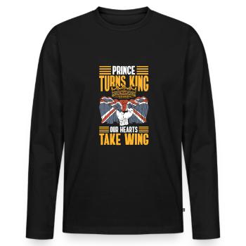 Prince Turns Into King Our Hearts Wing Shirt - Men's Premium Organic Long Sleeve Shirt - black - Front - Nico (187cm)