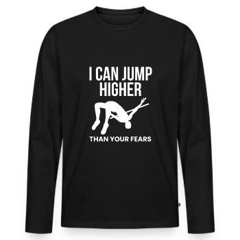 Chemise de saut à la perche Citation cadeau - T-shirt manches longues Premium bio Homme - noir - Devant - Nico (187cm)