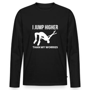 Chemise de saut à la perche Citation cadeau - T-shirt manches longues Premium bio Homme - noir - Devant - Nico (187cm)