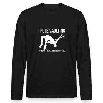 Chemise de saut à la perche Citation cadeau - T-shirt manches longues Premium bio Homme - noir - Devant - Nico (187cm)