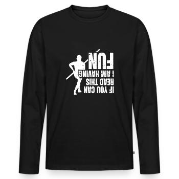 Si vous pouvez lire ceci, je m’amuse - T-shirt manches longues Premium bio Homme - noir - Devant - Nico (187cm)