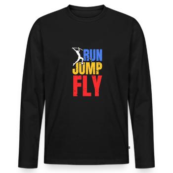Run Jump Fly Pole Vault Chemise Cadeau - T-shirt manches longues Premium bio Homme - noir - Devant - Nico (187cm)