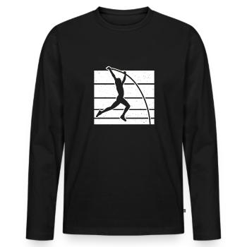 Cadeau Vintage Retro Pole Vault Shirt - T-shirt manches longues Premium bio Homme - noir - Devant - Nico (187cm)