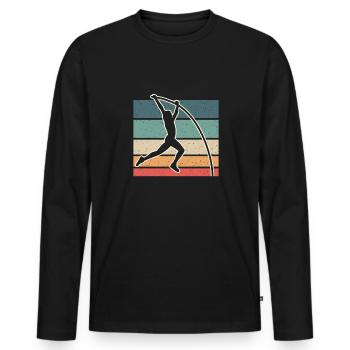 Cadeau Vintage Retro Pole Vault Shirt - T-shirt manches longues Premium bio Homme - noir - Devant - Nico (187cm)