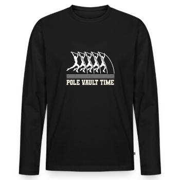Vintage Retro Stabhochsprung Shirt Pole Vault Time - Men's Premium Organic Long Sleeve Shirt - black - Front - Nico (187cm)
