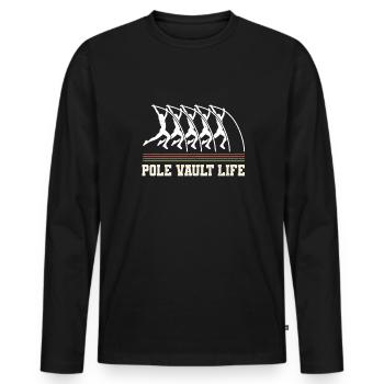 Vintage Retro Stabhochsprung Shirt Pole Vault Life - Men's Premium Organic Long Sleeve Shirt - black - Front - Nico (187cm)