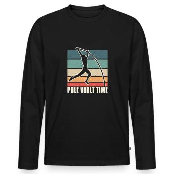 Vintage Retro Pole Vault Time Gift - T-shirt manches longues Premium bio Homme - noir - Devant - Nico (187cm)