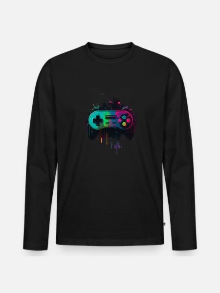 Retro Console - Men's Premium Organic Long Sleeve Shirt - black