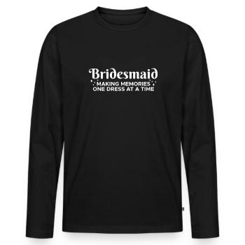 Bridesmaid Shirt Gift - Men's Premium Organic Long Sleeve Shirt - black - Front - Nico (187cm)