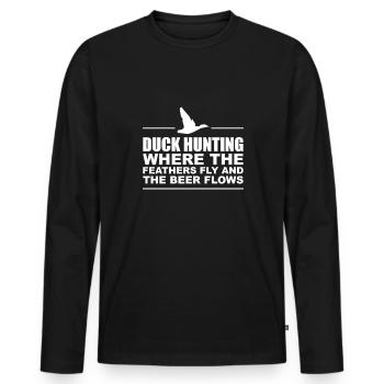 Chemise de chasse au canard Cadeau Chasse au canard - T-shirt manches longues Premium bio Homme - noir - Devant - Nico (187cm)