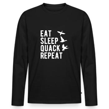 Eat Sleep Quack Repeat Enten Jagd Shirt - Männer Premium Bio Langarmshirt - Schwarz - Vorne - Nico (187cm)