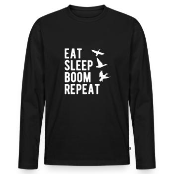 Eat Slee Boom Repeat Duck Hunting Enten Jagd - Men's Premium Organic Long Sleeve Shirt - black - Front - Nico (187cm)