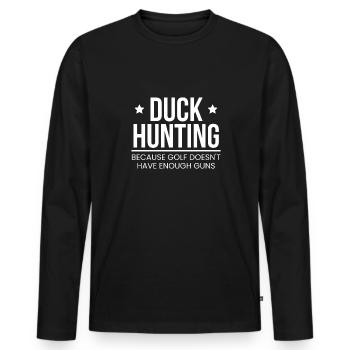 Chemise de chasse au canard Cadeau Chasse au canard - T-shirt manches longues Premium bio Homme - noir - Devant - Nico (187cm)