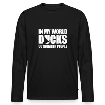 Dans mon monde Cadeau de chemise de chasse aux canards - T-shirt manches longues Premium bio Homme - noir - Devant - Nico (187cm)