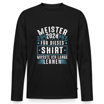 Meisterprüfung Meisterschule 2024 Meister - Männer Premium Bio Langarmshirt - Schwarz - Vorne - Nico (187cm)