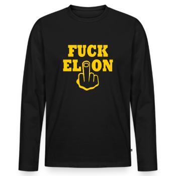 Fuck elon - Männer Premium Bio Langarmshirt - Schwarz - Vorne - Nico (187cm)