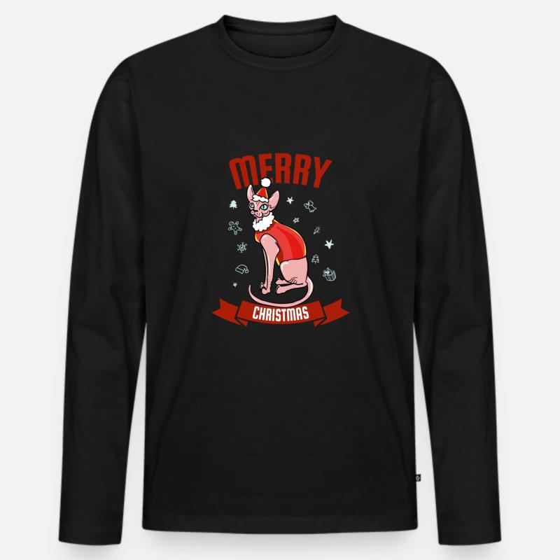 Weihnachten Sphynx Katze - Männer Premium Bio Langarmshirt - Schwarz